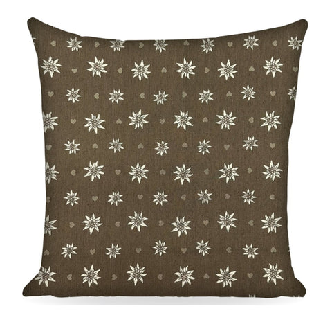 Kissenbezug LANDHAUS EDELWEISS, braun, Jacquard, 45x45cm