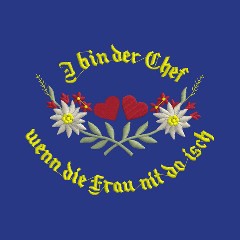 Original Südtiroler Bauernschurz "I bin der Chef wenn die Frau nit do isch"